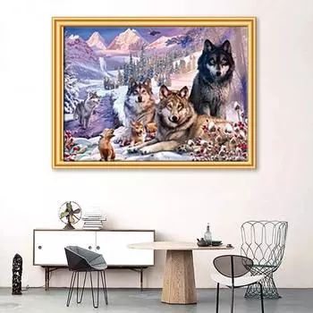 5D Diy Алмазная картина «Волк в снегу», набор для вышивки крестом, полная алмазная вышивка, мозаика, художественная картина, декор из страз, подарок Full Round 20x30cm