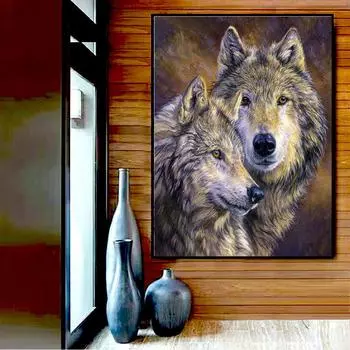 5D DIY Алмазная картина Волки Любители животных Картина Вышивка Алмазная картина Вышивка крестом 20X30CM