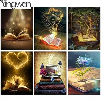 5D DIY Алмазная картина Волшебная волшебная книга Алмазная вышивка Набор для вышивки крестом Полный горный хрусталь Мозаика Домашний декор Round 20x30cm