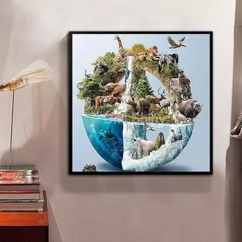 5D Diy Алмазная картина «Времена года и животные» Алмазная вышивка Полный набор аниме Наборы для вышивки крестом Домашний декор Подарок ручной работы Round 25x25cm