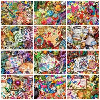 5d Diy Алмазная картина Вышивка Буква Домашний Декор Мозаика Вышивка крестом Красочный Пейзаж Кристалл Подарок Full Round 20x30CM