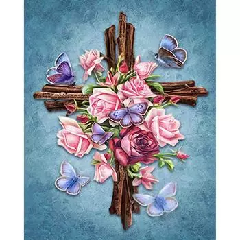 5D DIY Алмазная картина Вышивка крестиком Цветы и бабочки Анима Вышивка Стразы Мозаика Картина Подарок 20X30CM