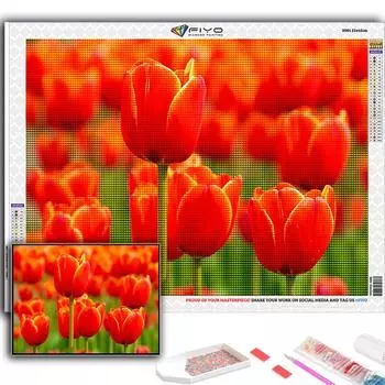 5D DIY Алмазная картина Вышивка крестиком Цветы Тюльпаны Алмазная вышивка Мозаика Настенное украшение дома Full Round 20X30CM