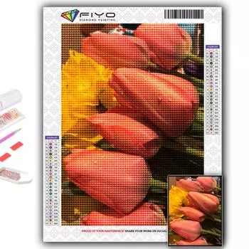 5D DIY Алмазная картина Вышивка крестиком Цветы Тюльпаны Алмазная вышивка Мозаика Настенное украшение дома Full Round 20X30CM