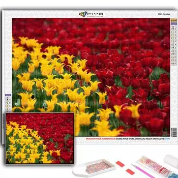 5D DIY Алмазная картина Вышивка крестиком Цветы Тюльпаны Алмазная вышивка Мозаика Настенное украшение дома Full Round 20X30CM