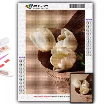 5D DIY Алмазная картина Вышивка крестиком Цветы Тюльпаны Алмазная вышивка Мозаика Настенное украшение дома Full Round 20X30CM