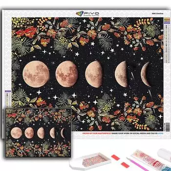 5D DIY Алмазная картина Вышивка крестиком Фаза Луны Алмазная вышивка Мозаика Настенное украшение для дома Full Round 20X30CM