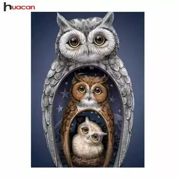 5D DIY Алмазная картина Вышивка крестиком Животное Алмазная вышивка Сова Полный круглый алмаз Мозаика 20*30 cm