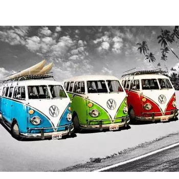 5d Diy Алмазная картина Вышивка крестом Автомобиль Вышивка Автобус Набор Полные круглые сверла Красочные автомобили 20X30CM