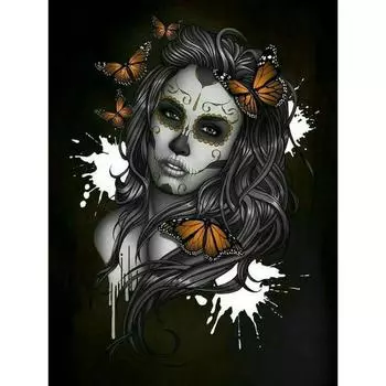 5D DIY Алмазная картина Вышивка крестом Череп Бабочка Полный Алмазная вышивка Мозаика Домашний декор Ремесло Full Round 20x25CM