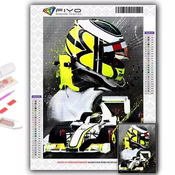 5D DIY Алмазная картина Вышивка крестом F1 Гонщик Алмазная вышивка Мозаика Настенное украшение дома Full Round 20X30CM