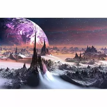 5d Diy Алмазная картина Вышивка крестом Горный хрусталь Луна и пустыня Алмазная вышивка Мозаика Домашний декор Подарок 20X30CM