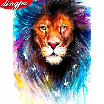5D DIY Алмазная картина Вышивка крестом Лев Полный дрель Алмазная мозаика Животное Вышивка 20X30CM