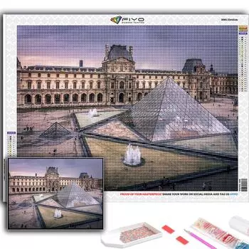 5D DIY Алмазная картина Вышивка крестом Лувр Музей Алмазная вышивка Мозаика Настенное украшение для дома Full Round 20X30CM