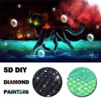 5D DIY Алмазная картина Вышивка крестом Межгалактическая кошка Алмазная вышивка Горный хрусталь Мозаика 20X30CM