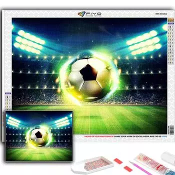 5D DIY Алмазная картина Вышивка крестом Огонь и вода Футбол Алмазная вышивка Мозаика Настенное украшение дома Full Round 20X30CM