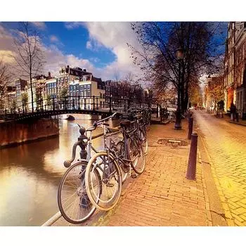 5D Diy Алмазная картина Вышивка крестом Пейзаж Велосипед Домашний декор Мозаика Инкрустация Алмазная вышивка 20X30CM