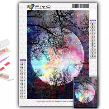5D DIY Алмазная картина Вышивка крестом Полная Луна Алмазная вышивка Мозаика Стена Искусство Украшение дома Full Round 20X30CM
