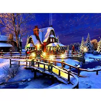 5D Diy Алмазная картина Вышивка крестом Полный Алмазная вышивка Мозаика Пейзаж Зимний пейзаж 20X30CM