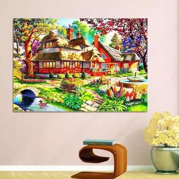 5D DIY Алмазная картина Вышивка крестом Полный круглый Алмазная вышивка Картина Декор Картины 20X30CM
