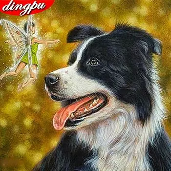 5D DIY Алмазная картина Вышивка крестом Собака Полная дрель Вышивка Животное 30x30CM