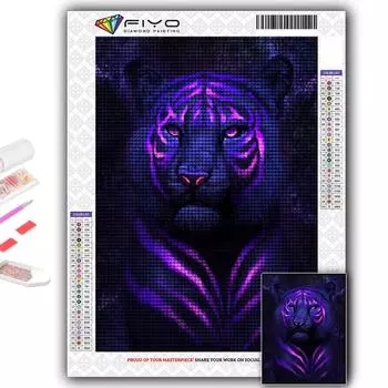 5D DIY Алмазная картина Вышивка крестом Свирепый зверь Тигр Алмазная вышивка Мозаика Настенное украшение дома Full Round 20X30CM