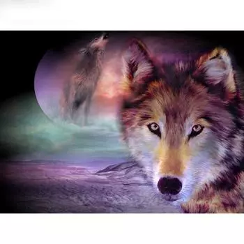 5D DIY Алмазная картина Вышивка крестом Волк Алмазная вышивка Мозаика Декор 20X30CM