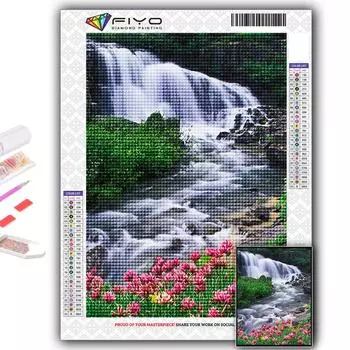 5D DIY Алмазная картина Вышивка крестом Живописный водопад Алмазная вышивка Мозаика Настенное украшение дома Full Round 20X30CM