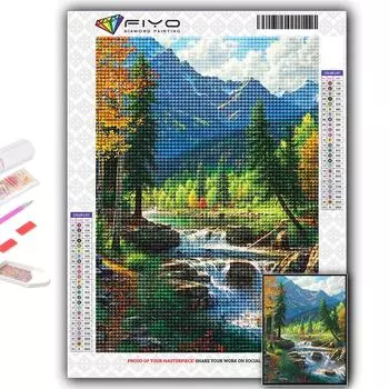 5D DIY Алмазная картина Вышивка крестом Живописный водопад Алмазная вышивка Мозаика Настенное украшение дома Full Round 20X30CM