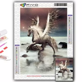 5D DIY Алмазная картина Вышивка крестом Животное Пегас Алмазная вышивка Мозаика Настенное украшение для дома Full Round 20X30CM
