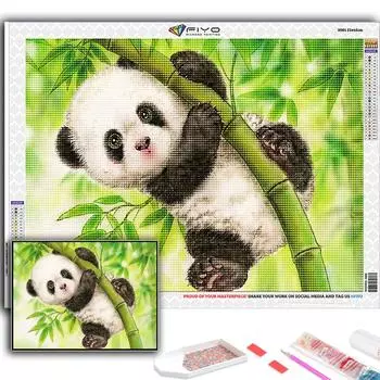 5D DIY Алмазная картина Вышивка крестом Животное Панда Алмазная вышивка Мозаика Стена Искусство Домашнее украшение Full Round 20X30CM