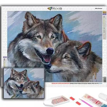 5D DIY Алмазная картина Вышивка крестом Животное Волк Алмазная вышивка Мозаика Стена Искусство Украшение дома Full Round 20X30CM