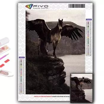 5D DIY Алмазная картина Вышивка крестом Животное Пегас Алмазная вышивка Мозаика Настенное украшение для дома Full Round 20X30CM