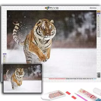 5D DIY Алмазная картина Вышивка крестом Животное Тигр Алмазная вышивка Мозаика Настенное украшение дома Full Round 20X30CM
