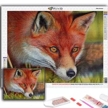 5D DIY Алмазная картина Вышивка крестом Животное Лиса Алмазная вышивка Мозаика Настенное украшение для дома Full Round 20X30CM