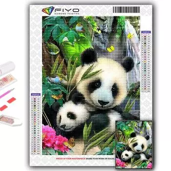 5D DIY Алмазная картина Вышивка крестом Животное Панда Алмазная вышивка Мозаика Стена Искусство Домашнее украшение Full Round 20X30CM