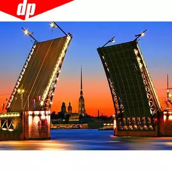 5D DIY Алмазная картина Вышивка Пейзаж Мост Санкт-Петербурга Алмаз 20X30CM