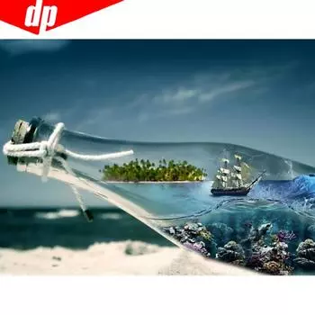 5D DIY Алмазная картина Вышивка Приморский пляж Кубок Алмазная мозаика Вышивка крестом Стразы 20X30CM