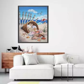 5D DIY Алмазная картина в виде ракушки, набор для вышивки крестом, мозаика, алмазная вышивка, роза, полная круглая/квадратная дрель, украшение для дома Round 30x40cm