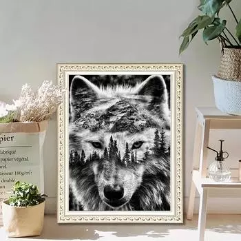 5D DIY Алмазная картина, волк, для взрослых и детей, наборы для вышивания, полная алмазная живопись со стразами, подарки для домашнего декора ручной работы Round drill 30x40cm
