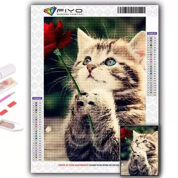 5D DIY Алмазная картина, вышивка крестиком, милые маленькие животные, кошка, собака, панда, Алмазная вышивка, мозаика, настенное украшение для дома Full Round 20X30CM