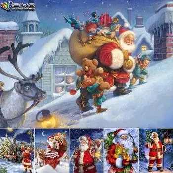 5D DIY Алмазная картина вышивка крестиком Рождественская елка Санта-Снеговик Алмазная вышивка Мозаика Настенное украшение дома Full Round 20X30CM
