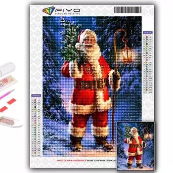 5D DIY Алмазная картина вышивка крестиком Рождественская елка Санта-Снеговик Алмазная вышивка Мозаика Настенное украшение дома Full Round 20X30CM