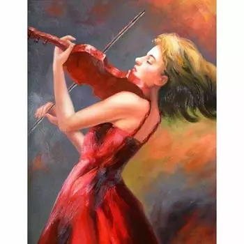 5D DIY Алмазная картина, вышивка крестом Девушка играет на скрипке Алмазная вышивка Мозаичный декор 20X30CM
