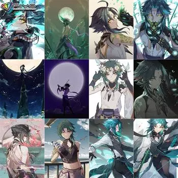 5D DIY Алмазная картина вышивка крестом Genshin игровой персонаж Алмазная вышивка Мозаика Настенное украшение дома Full Round 20X30CM