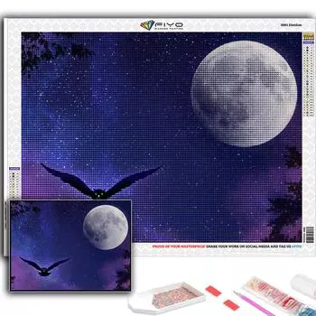5D DIY Алмазная картина, вышивка крестом, Художественная Луна и звездное небо, Алмазная вышивка, Мозаика, Настенное украшение для дома Full Round 20X30CM