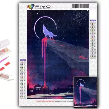 5D DIY Алмазная картина, вышивка крестом, Художественная Луна и звездное небо, Алмазная вышивка, Мозаика, Настенное украшение для дома Full Round 20X30CM