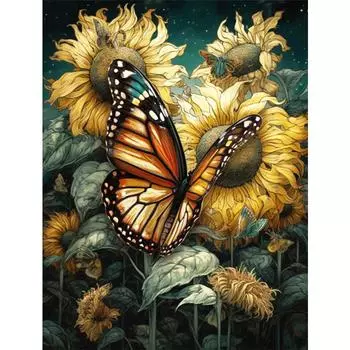 5d DIY Алмазная картина вышивка крестом Подсолнух Бабочка Алмазная вышивка Мозаика Домашний декор 30X40CM разноцветный