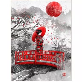 5D DIY Алмазная картина Японская девушка Вышивка крестиком 5D Домашний декор Подарок Full Round 20x30CM