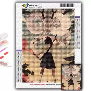 5D Diy Алмазная картина Японский стиль Иллюстрация Вышивка крестиком Полная алмазная вышивка Мозаика Full Round 20X30CM